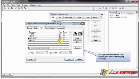 Skärmdump Microsoft Visual FoxPro för Windows XP
