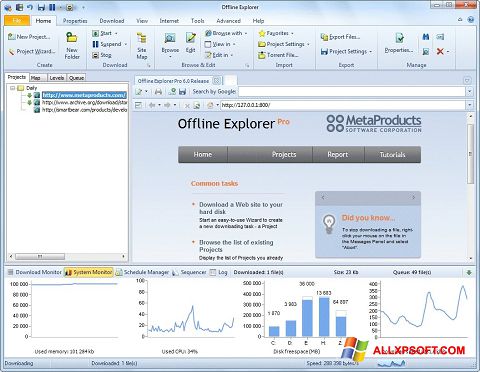 Skärmdump Offline Explorer för Windows XP