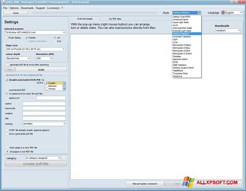 Skärmdump Scan2PDF för Windows XP