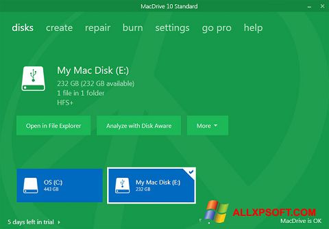 Skärmdump MacDrive för Windows XP