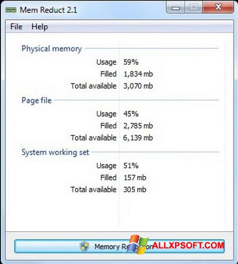 Skärmdump Mem Reduct för Windows XP
