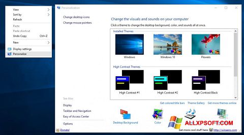 Skärmdump Personalization Panel för Windows XP
