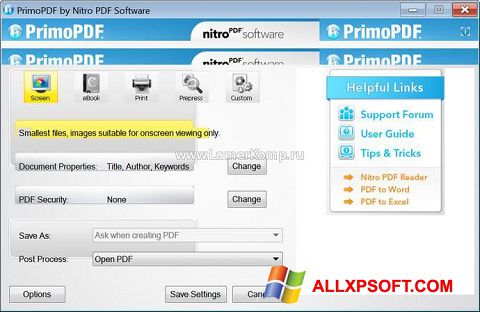 Skärmdump PrimoPDF för Windows XP