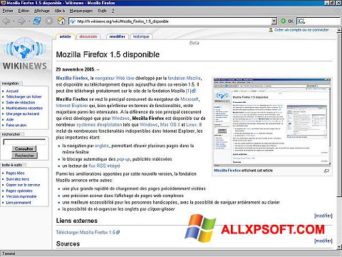 Skärmdump Mozilla Firefox för Windows XP