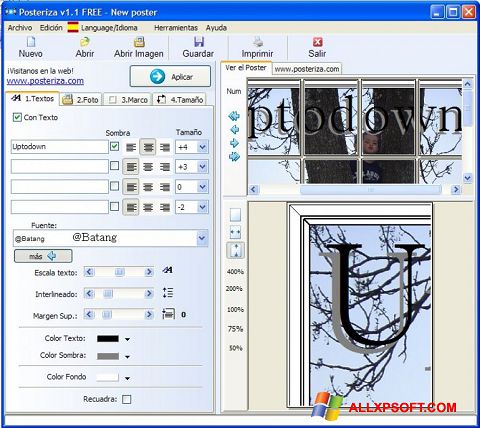 Skärmdump Posteriza för Windows XP