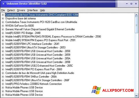 Skärmdump Unknown Device Identifier för Windows XP