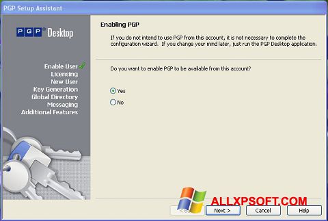 Skärmdump PGP Desktop för Windows XP