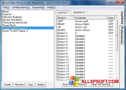 Skärmdump JoyToKey för Windows XP