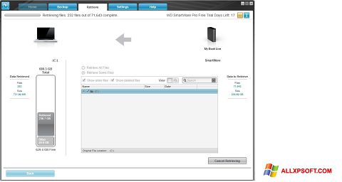Skärmdump WD SmartWare för Windows XP