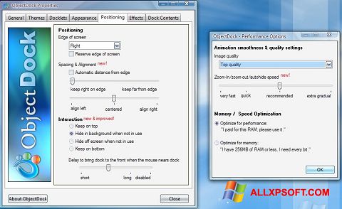Skärmdump ObjectDock för Windows XP
