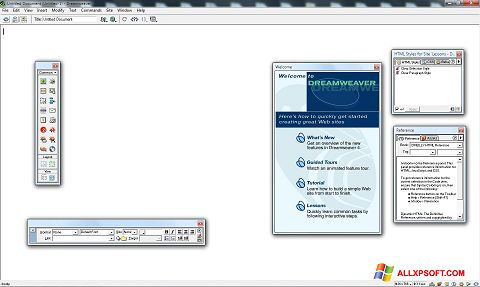 Skärmdump Macromedia Dreamweaver för Windows XP
