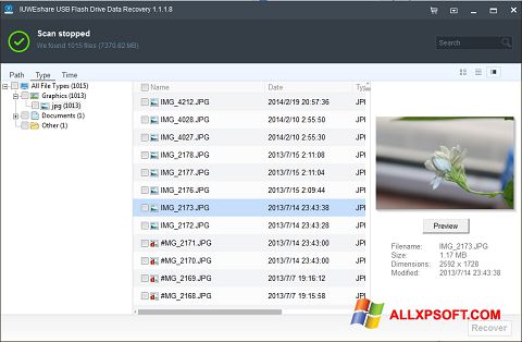 Skärmdump USB Flash Drive Recovery för Windows XP