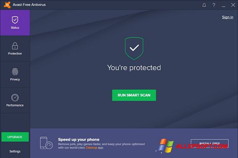 Skärmdump Avast Free Antivirus för Windows XP