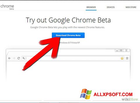 Skärmdump Google Chrome Beta för Windows XP