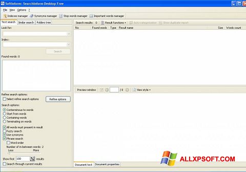 Skärmdump SearchInform för Windows XP