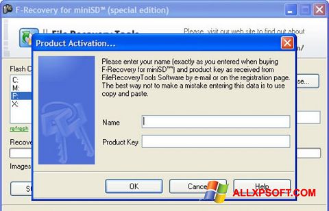 Skärmdump F-Recovery SD för Windows XP