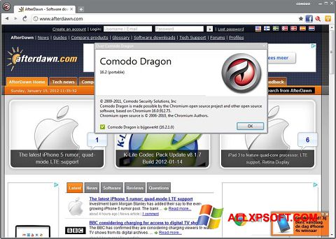 Skärmdump Comodo Dragon för Windows XP