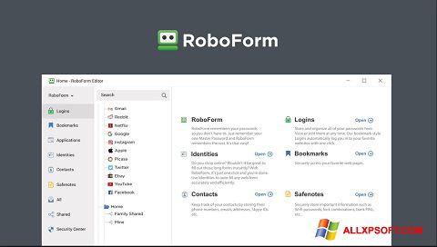 Skärmdump RoboForm för Windows XP