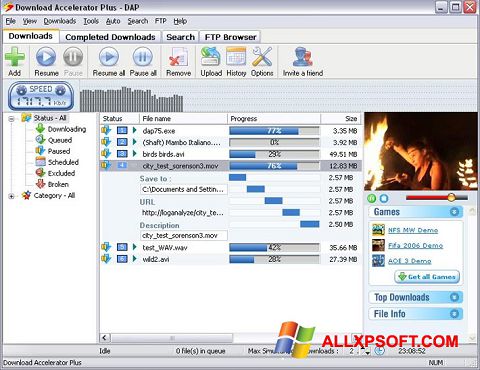 Skärmdump Download Accelerator Plus för Windows XP