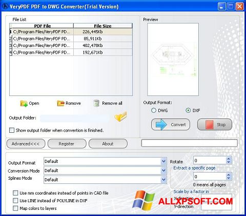 Skärmdump PDF to DWG Converter för Windows XP