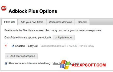 Skärmdump Adblock Plus för Windows XP