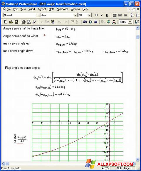 Skärmdump MathCAD för Windows XP