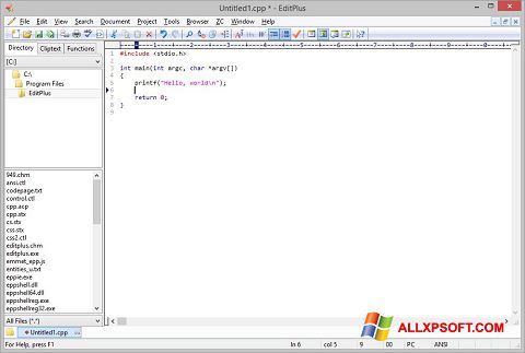 Skärmdump EditPlus för Windows XP