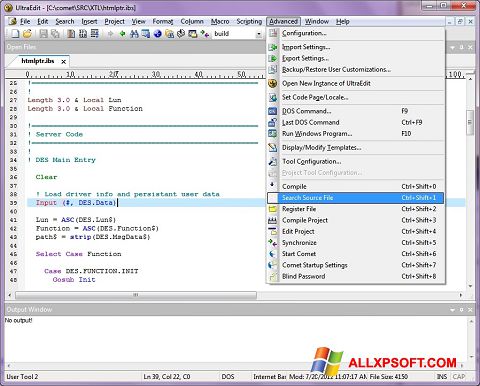 Skärmdump UltraEdit för Windows XP