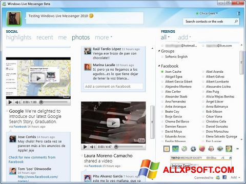 Skärmdump Windows Live Messenger för Windows XP