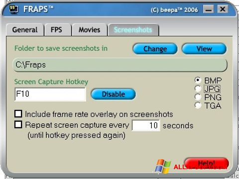 Skärmdump Fraps för Windows XP