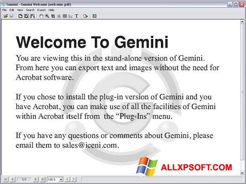 Skärmdump Gemini för Windows XP