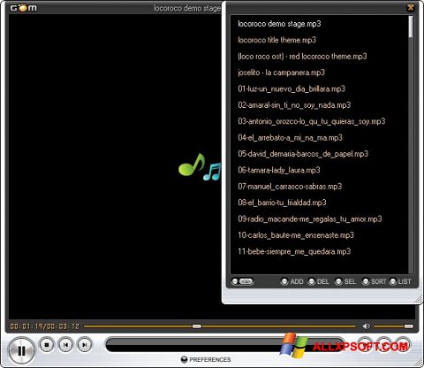 Skärmdump GOM Player för Windows XP