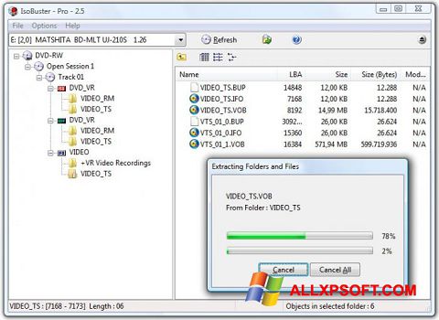Skärmdump IsoBuster för Windows XP
