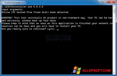 Skärmdump ESET Uninstaller för Windows XP
