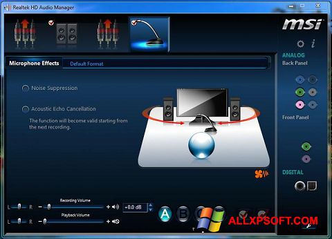 Skärmdump Realtek Audio Driver för Windows XP