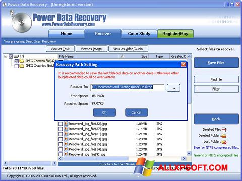 Skärmdump Wondershare Data Recovery för Windows XP