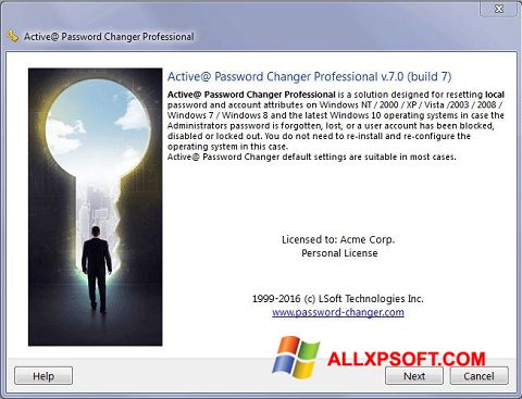 Skärmdump Active Password Changer för Windows XP
