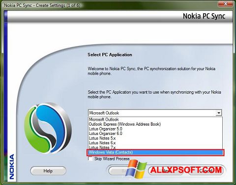 Skärmdump Nokia PC Suite för Windows XP