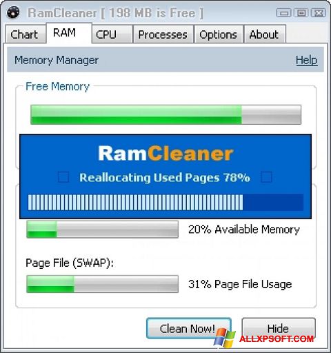 Skärmdump RamCleaner för Windows XP