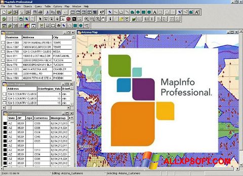 Skärmdump MapInfo Professional för Windows XP