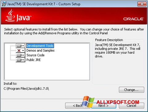 Skärmdump Java Development Kit för Windows XP