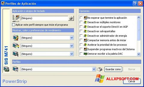Skärmdump PowerStrip för Windows XP