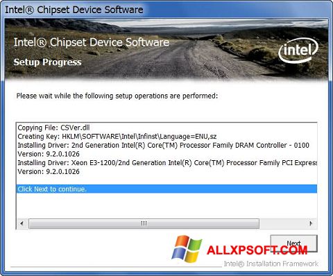 Skärmdump Intel Chipset Device Software för Windows XP