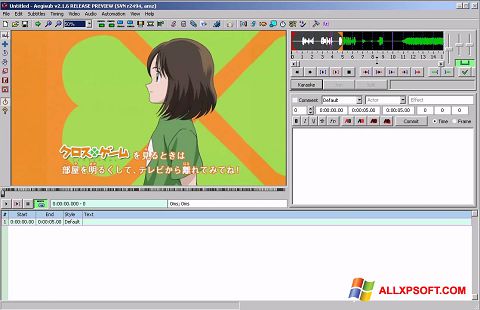Skärmdump Aegisub för Windows XP