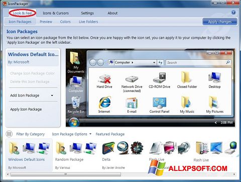 Skärmdump IconPackager för Windows XP