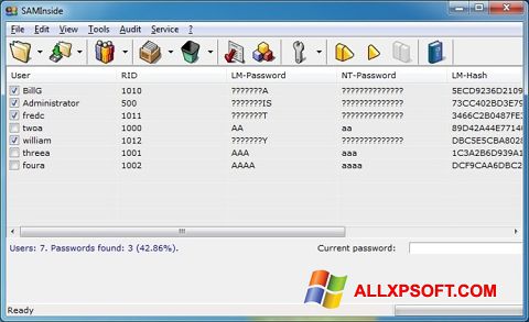 Skärmdump SAMInside för Windows XP