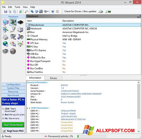 Skärmdump PC Wizard för Windows XP