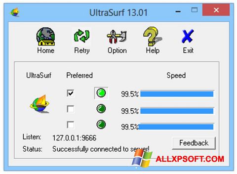 Skärmdump UltraSurf för Windows XP