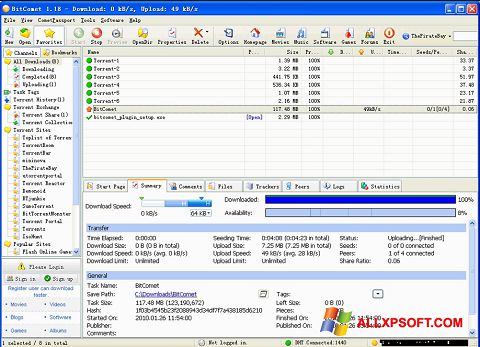 Skärmdump BitComet för Windows XP