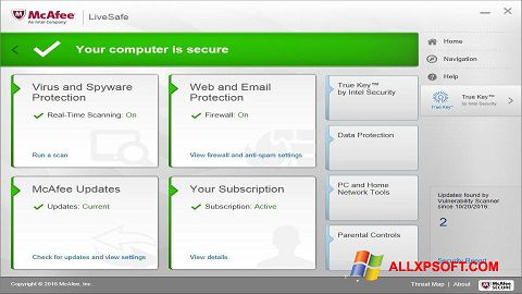 Skärmdump McAfee LiveSafe för Windows XP
